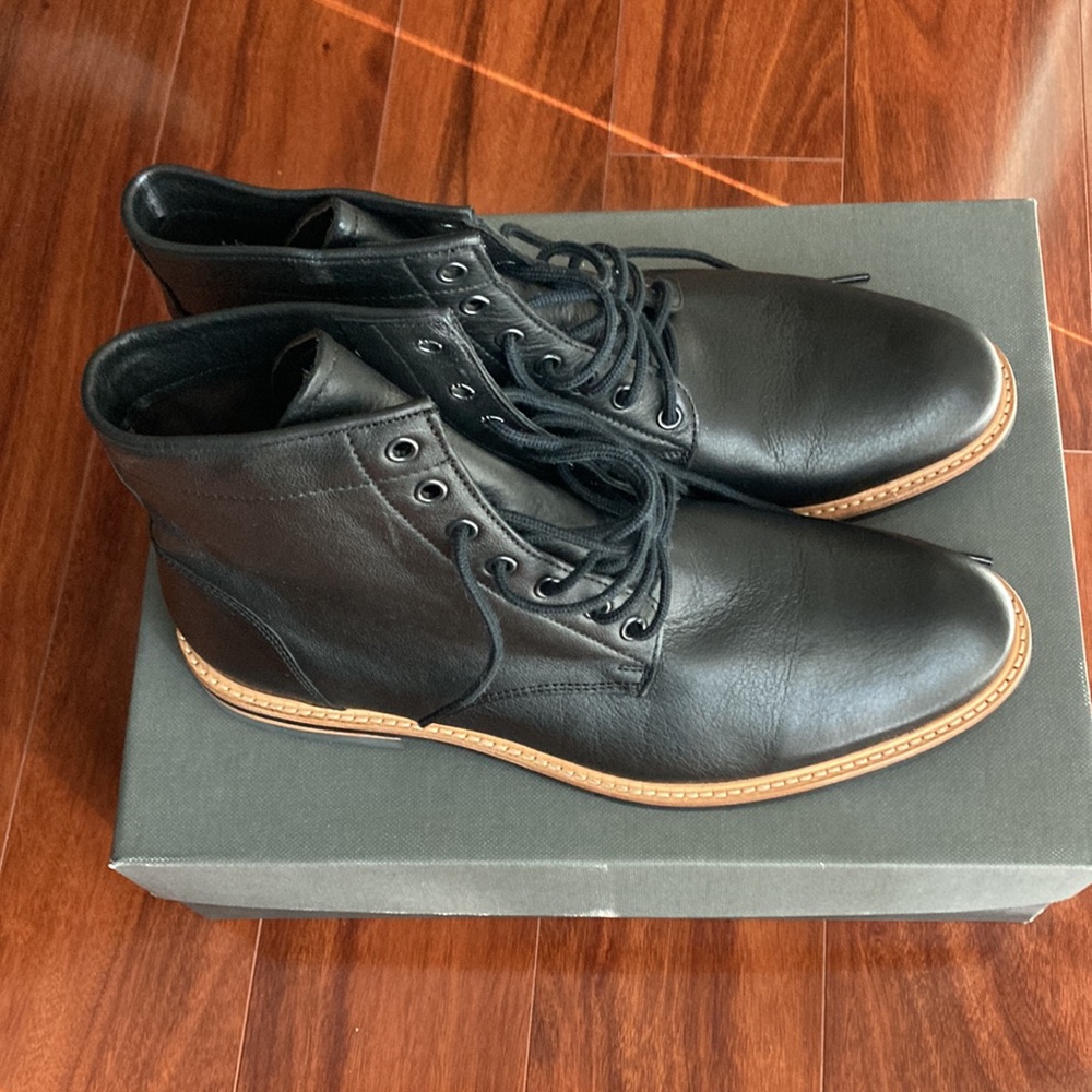 Nisolo Men’s Andres Leather Boots in Black, Men’s size 11.5 NWT